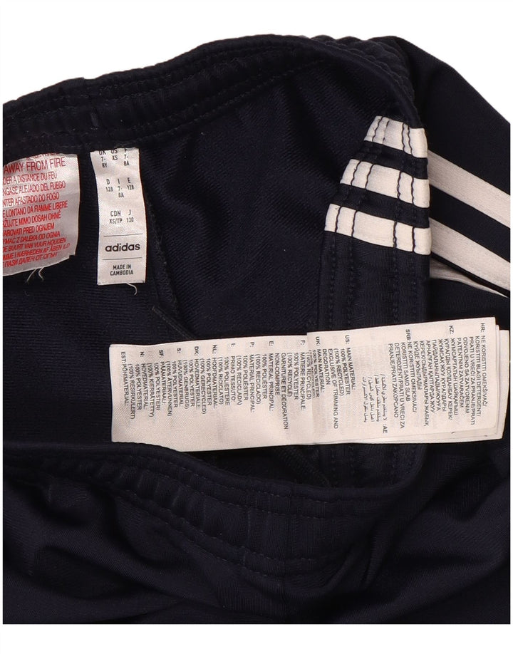 ADIDAS Boys Tracksuit Trousers 7-8 Years  Navy Blue Polyester