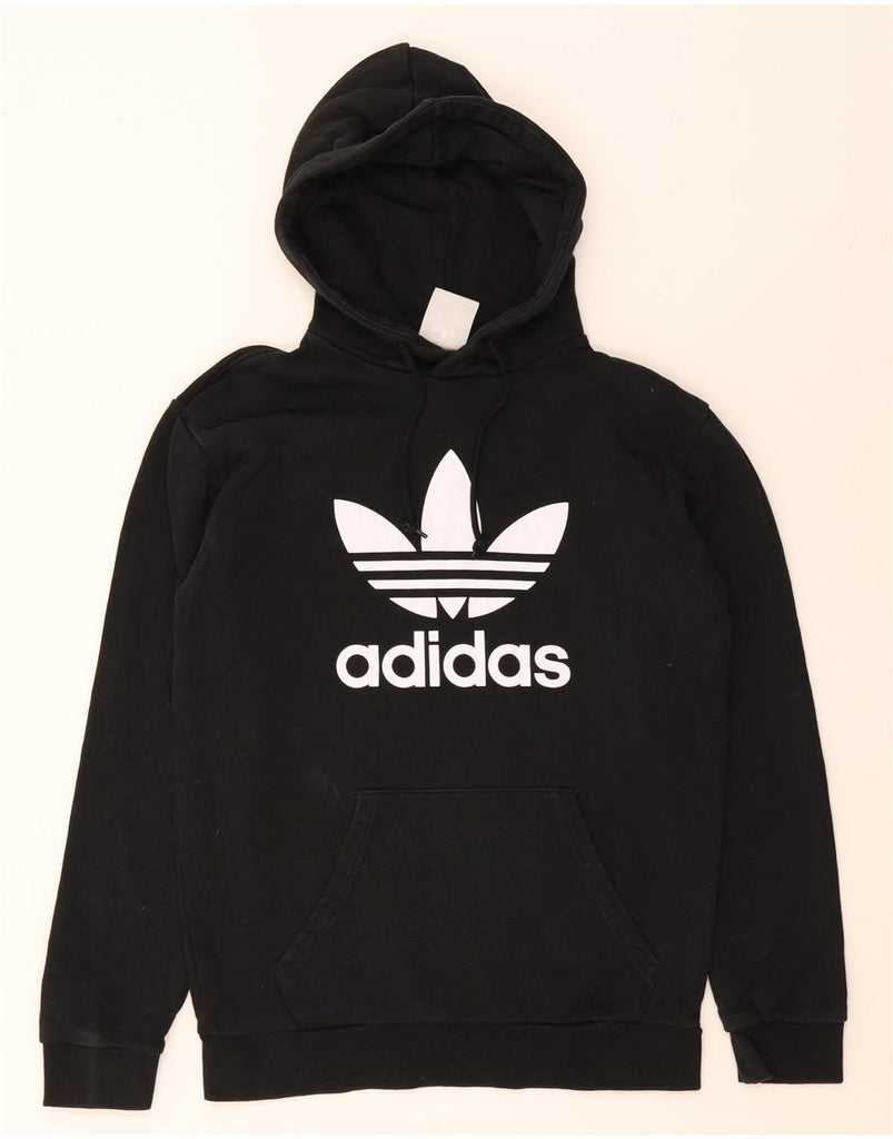 ADIDAS Mens Graphic Hoodie Jumper Small Black Cotton Vintage Adidas and Second-Hand Adidas from Messina Hembry 