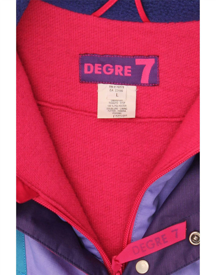Degre 7 Mens Hooded Pullover Ski Jacket UK 40 Large Purple Colourblock