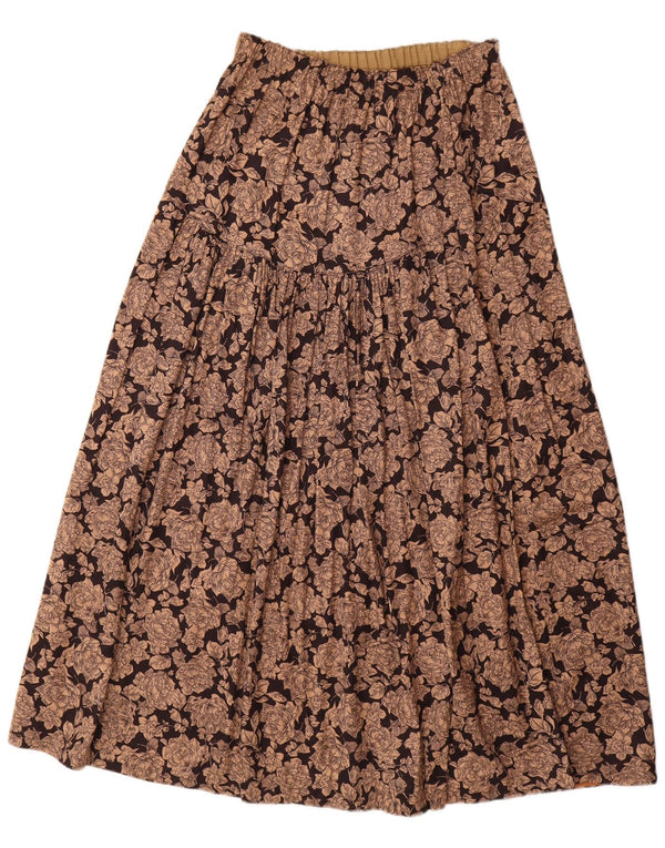VINTAGE Womens A-Line Skirt Medium W30 Brown Floral Viscose
