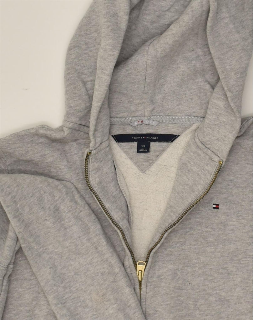 TOMMY HILFIGER Womens Zip Hoodie Sweater UK 8 Small Grey Cotton | Vintage Tommy Hilfiger | Thrift | Second-Hand Tommy Hilfiger | Used Clothing | Messina Hembry 