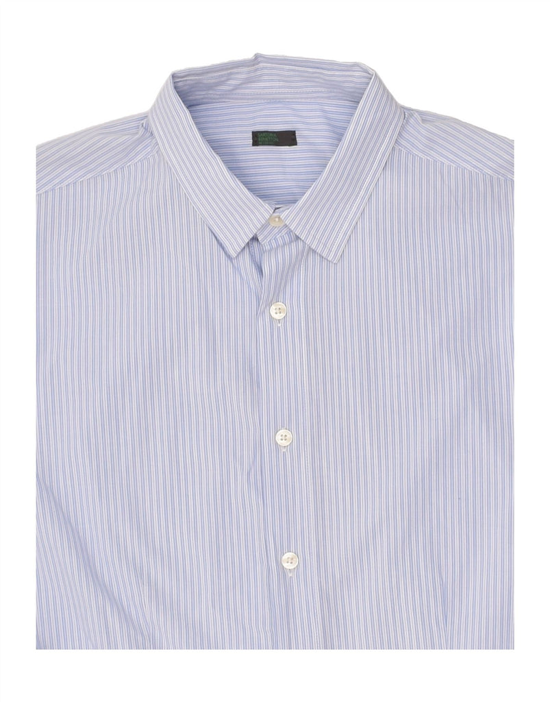 BENETTON Mens Shirt Size 39 40 Medium Blue Striped Cotton Vintage Benetton and Second-Hand Benetton from Messina Hembry 