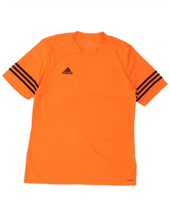 ADIDAS Mens Climalite T-Shirt Top Large Orange Polyester