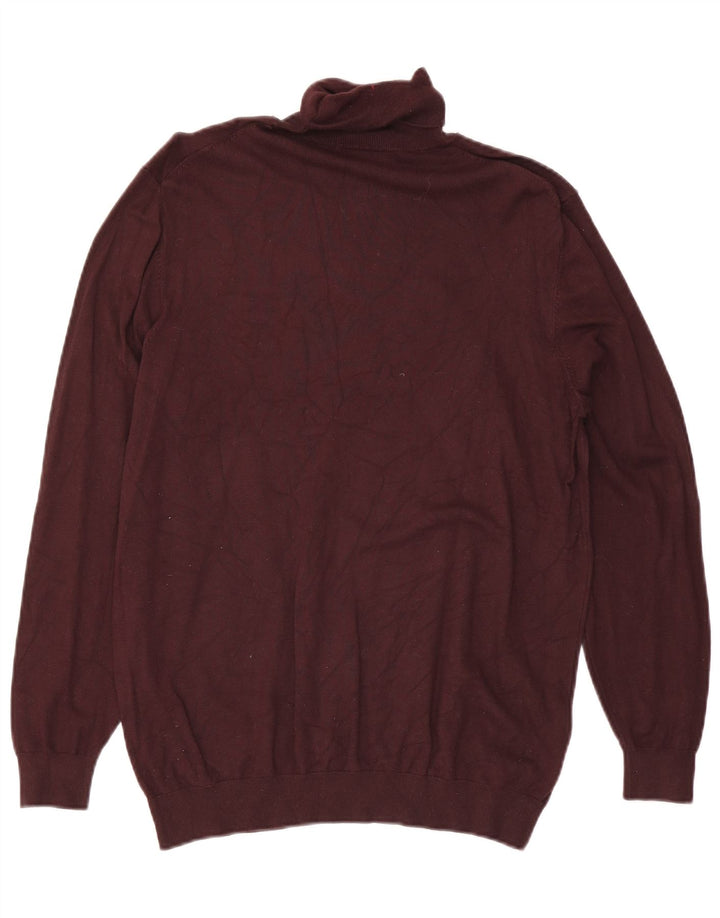 Zara Mens Roll Neck Jumper Sweater Medium Burgundy