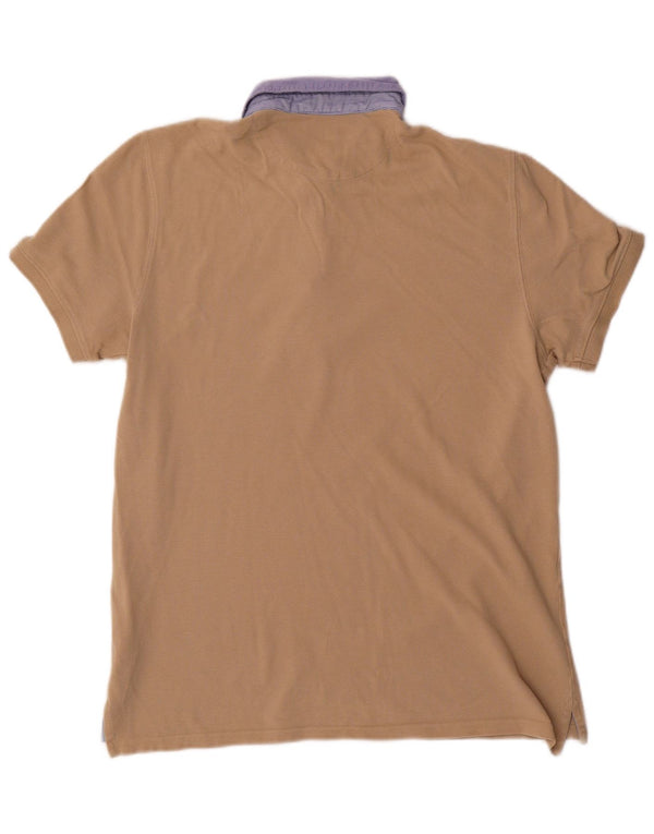 Massimo Dutti Mens Rugby Polo Shirt Small Beige Cotton