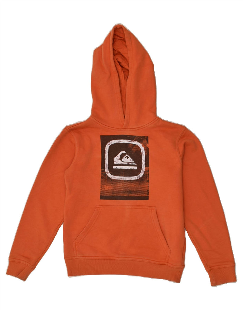 QUIKSILVER Boys Graphic Hoodie Jumper 11-12 Years Orange Cotton | Vintage Quiksilver | Thrift | Second-Hand Quiksilver | Used Clothing | Messina Hembry 