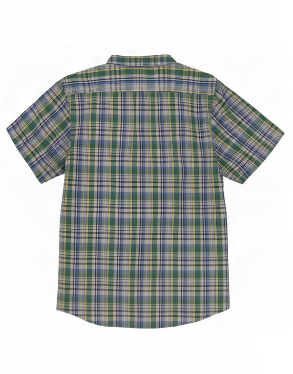 Ben Sherman Mens Short Sleeve Shirt Small Green Check Cotton