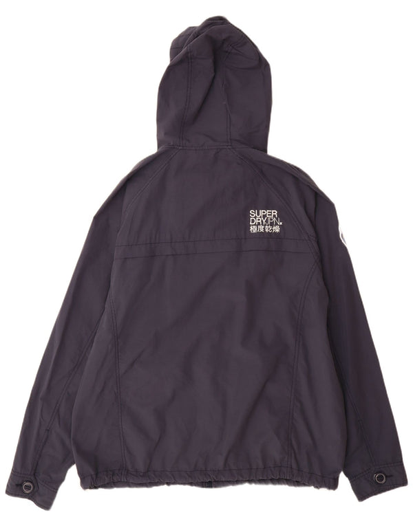 Superdry Mens Hooded Windbreaker Jacket UK 44 2XL Navy Blue Cotton