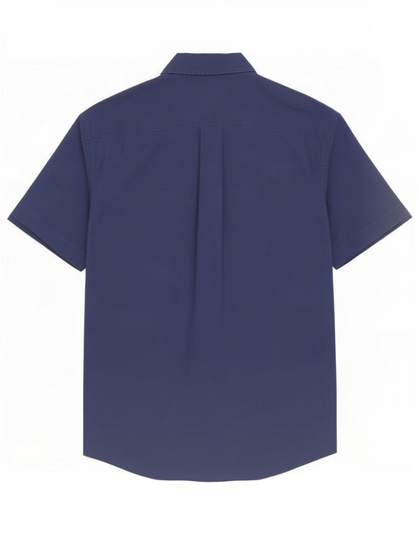 Tommy Hilfiger Mens Short Sleeve Classic Fit Shirt XL Navy Blue Cotton