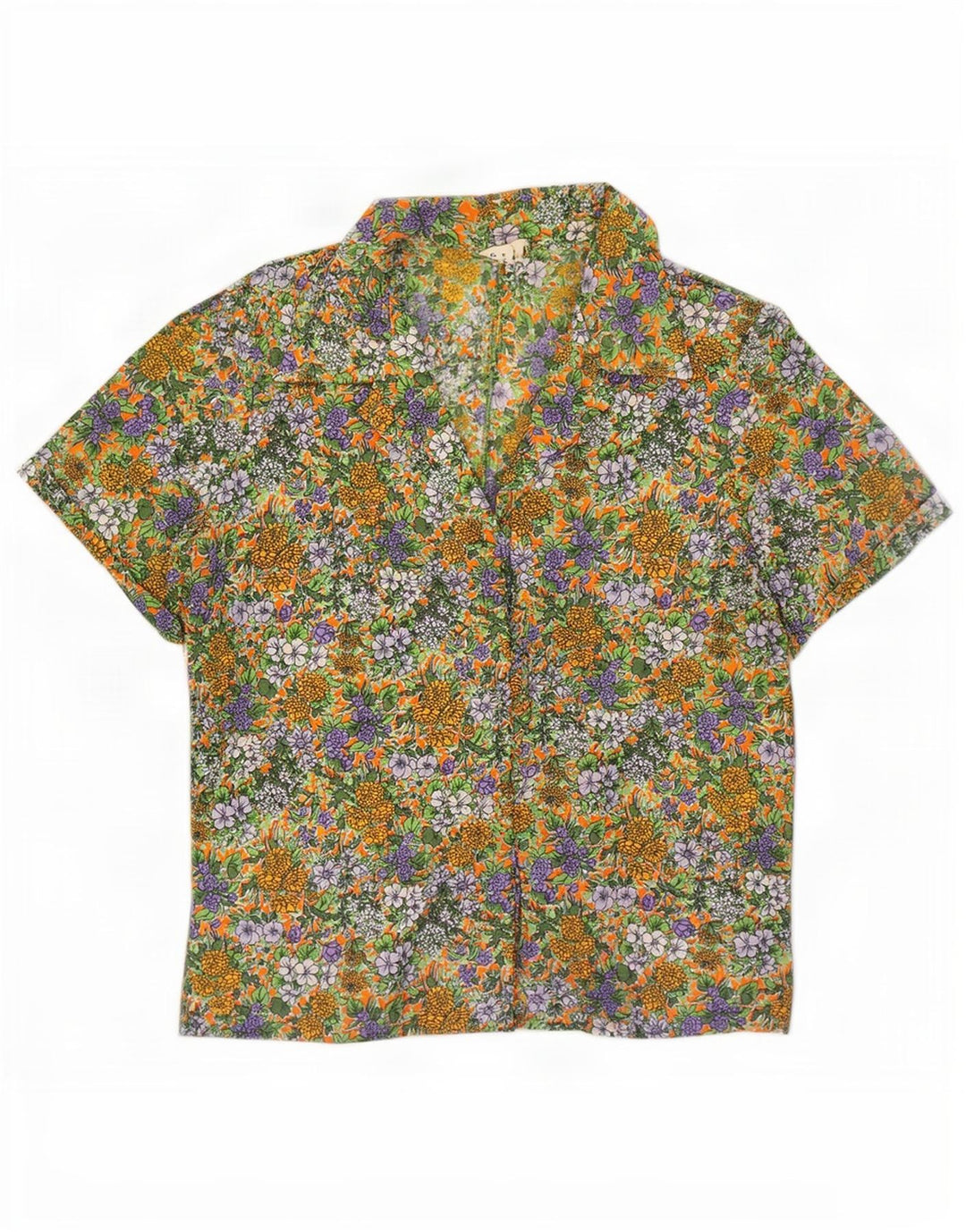 Magic Womens Short Sleeve Shirt Blouse US 3 Small Multicoloured Floral