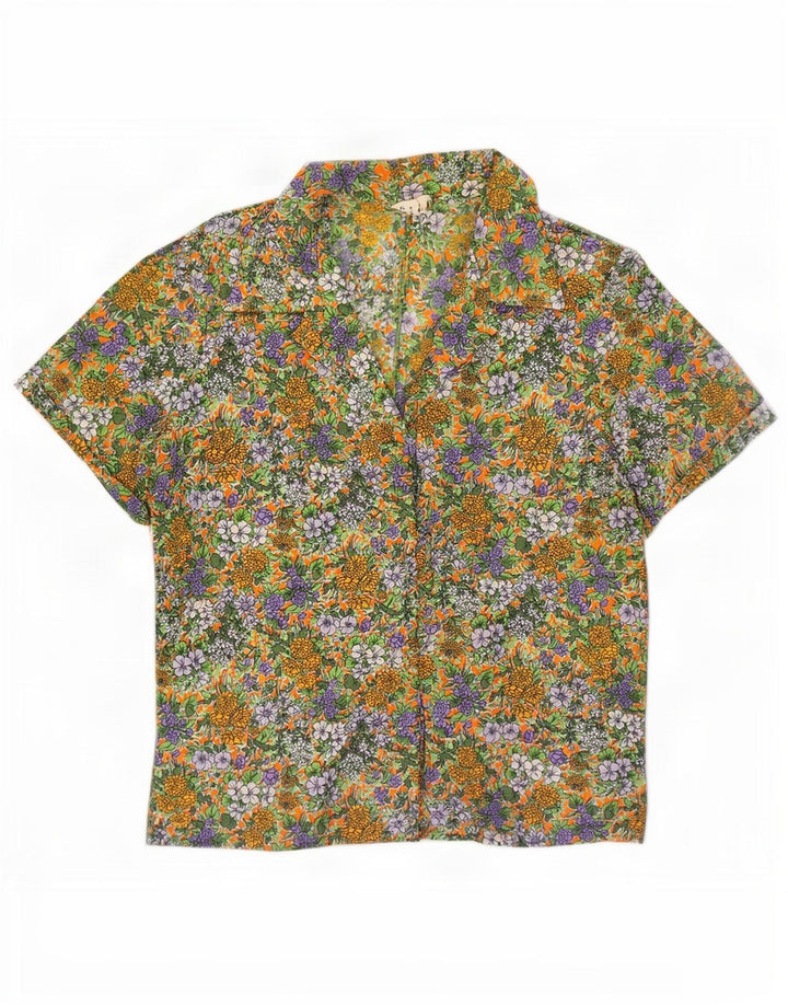 Magic Womens Short Sleeve Shirt Blouse US 3 Small Multicoloured Floral