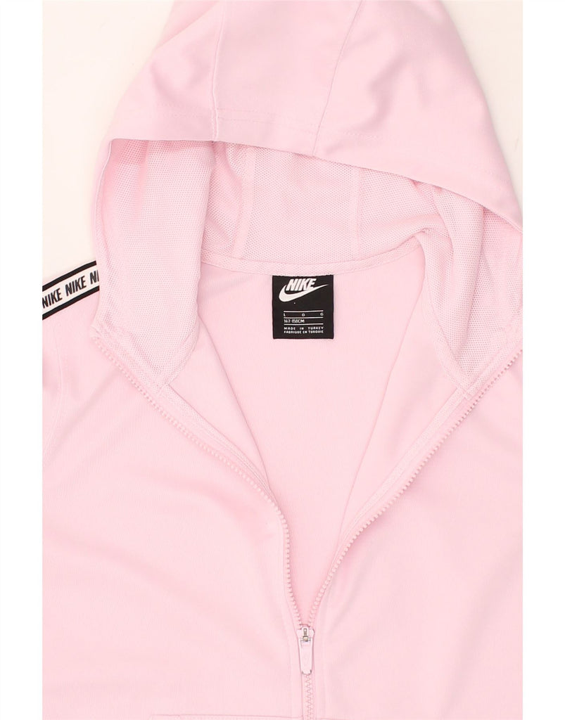 NIKE Girls Graphic Zip Hoodie Sweater 12-13 Years Large Pink Polyester | Vintage Nike | Thrift | Second-Hand Nike | Used Clothing | Messina Hembry 