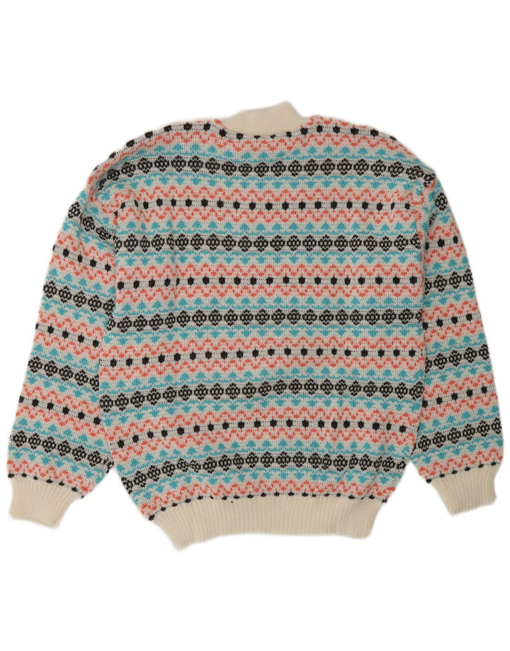 Vintage Mens Turtle Neck Jumper Sweater Medium Multicoloured Fair Isle