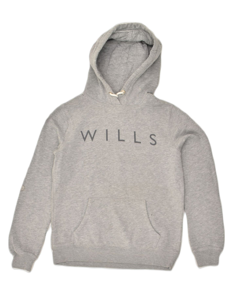 JACK WILLS Womens Graphic Hoodie Jumper UK 10 Small  Grey Cotton | Vintage Jack Wills | Thrift | Second-Hand Jack Wills | Used Clothing | Messina Hembry 