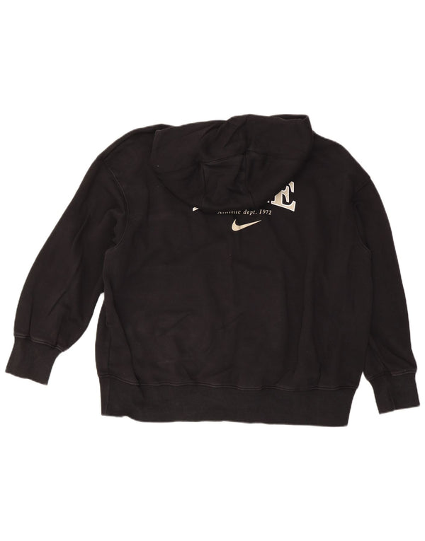 Nike Womens Graphic Oversized Zip Hoodie Sweater UK 16 Large Black Cotton