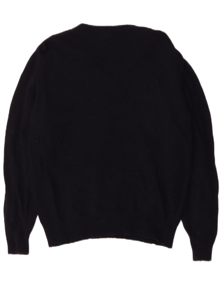 La Martina Mens V-Neck Jumper Sweater Large Navy Blue Virgin Wool