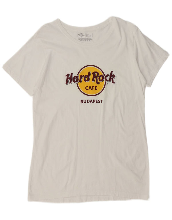 Hard Rock Cafe Mens Budapest Graphic T-Shirt Top Large White Cotton