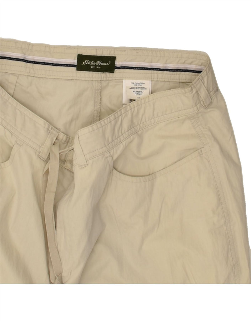 EDDIE BAUER Womens Straight Cropped Trousers UK 14 Large W34 L26 Beige | Vintage Eddie Bauer | Thrift | Second-Hand Eddie Bauer | Used Clothing | Messina Hembry 