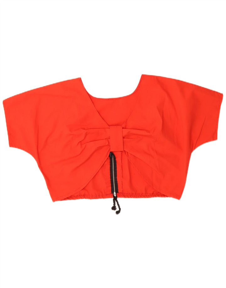 VINTAGE Womens Crop Blouse Top UK 16 Large Red