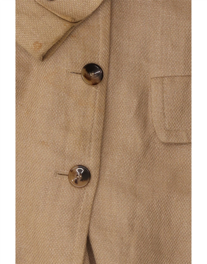 Zara Womens Double Breasted Coat UK 14 Medium Beige Viscose