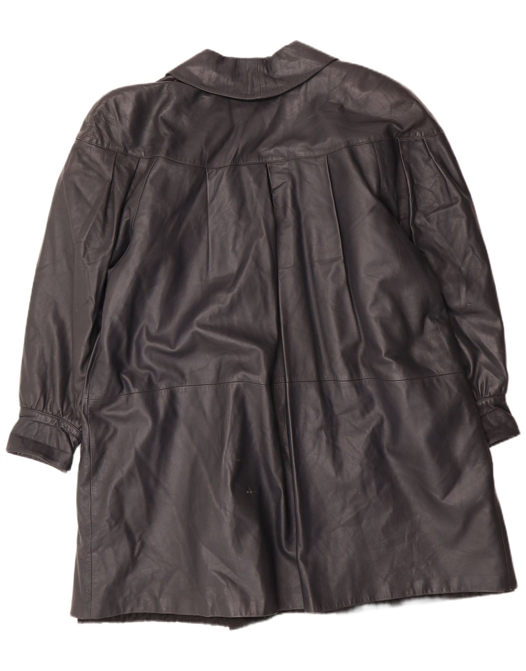 Vintage Womens Oversized Leather Coat IT 44 Medium Black Leather Classic