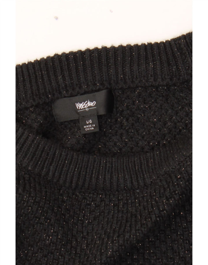 MOSSIMO Womens Crew Neck Jumper Sweater UK 16 Large Black Flecked Acrylic Vintage Mossimo and Second-Hand Mossimo from Messina Hembry 