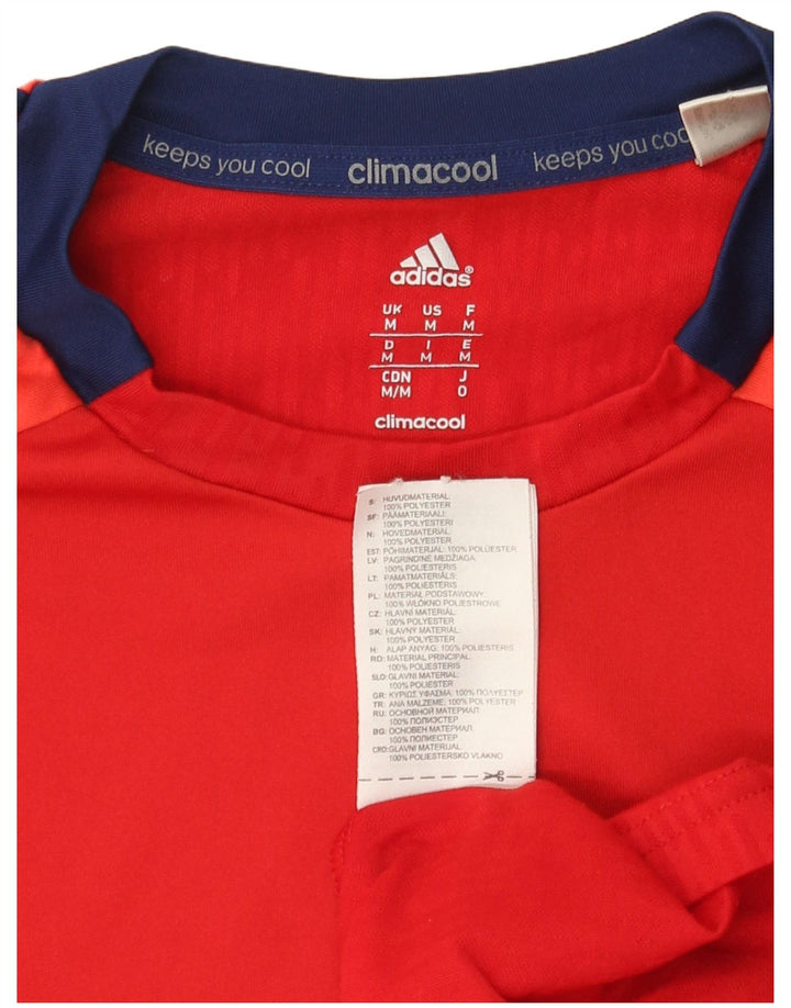 Adidas Mens Climacool T-Shirt Top Medium Red Colourblock Polyester