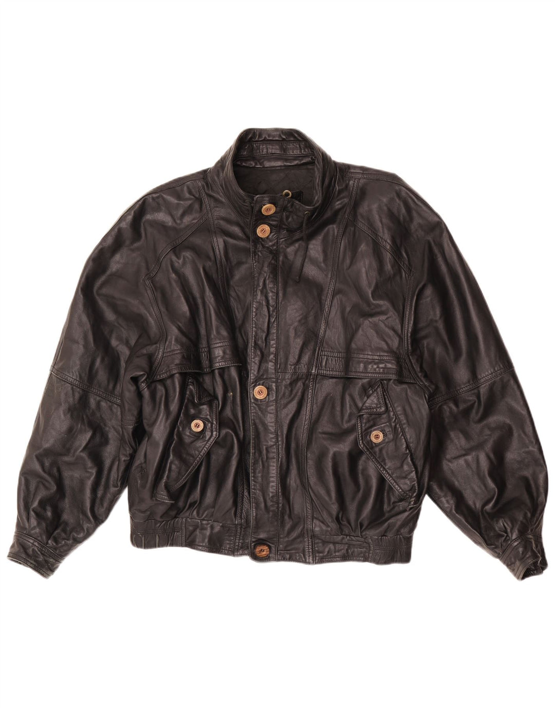 Vintage Mens Loose Fit Leather Jacket UK 38 Medium Black