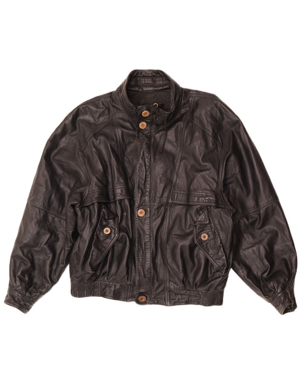 Vintage Mens Loose Fit Leather Jacket UK 38 Medium Black