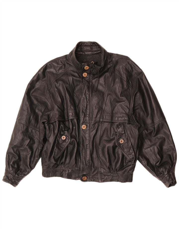Vintage Mens Loose Fit Leather Jacket UK 38 Medium Black