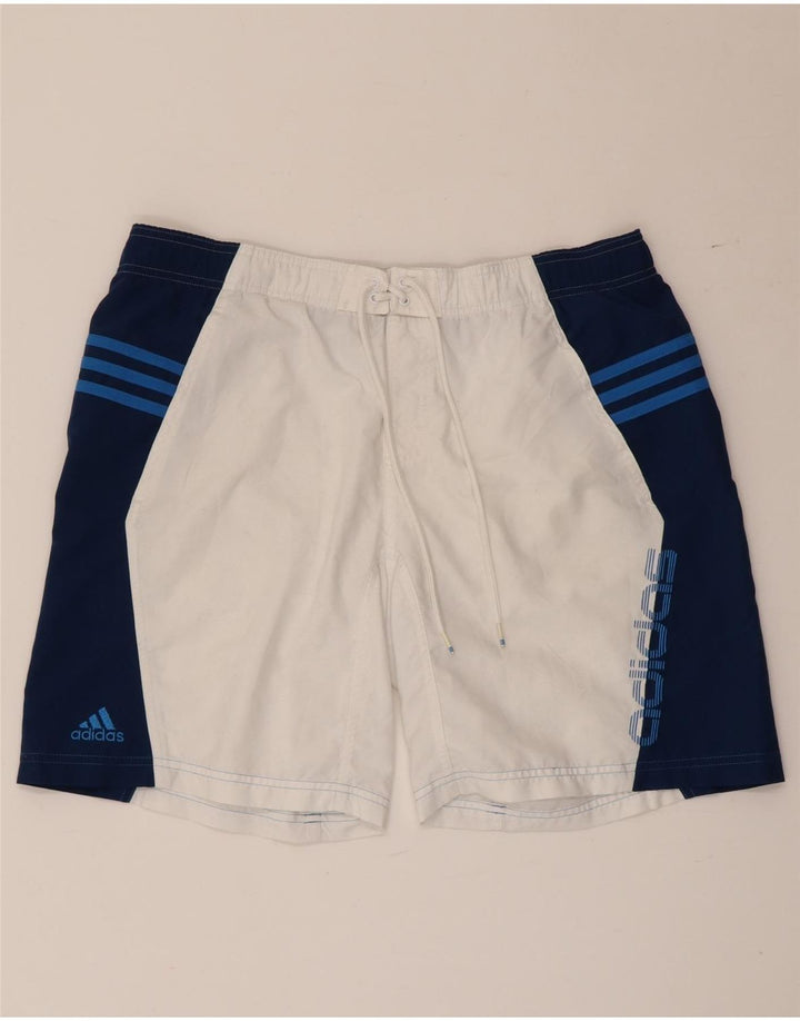 Adidas Mens Graphic Swimming Shorts Large White Colourblock Polyester