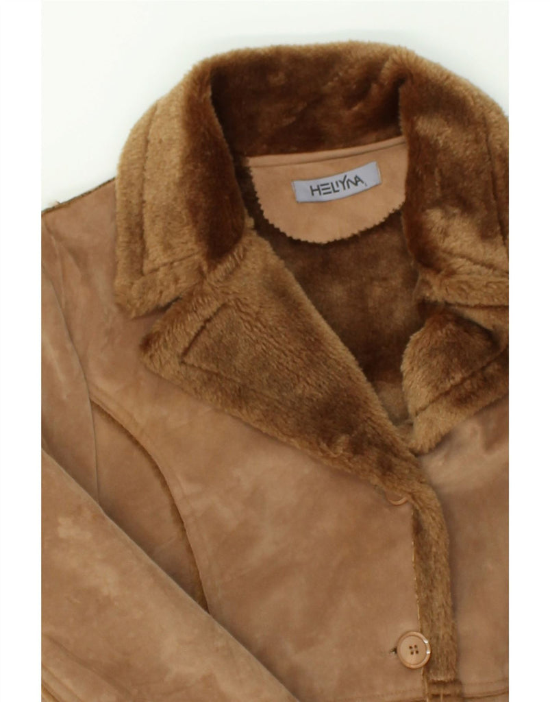 VINTAGE Womens Sherpa Overcoat UK 14 Large Brown Cotton | Vintage Vintage | Thrift | Second-Hand Vintage | Used Clothing | Messina Hembry 