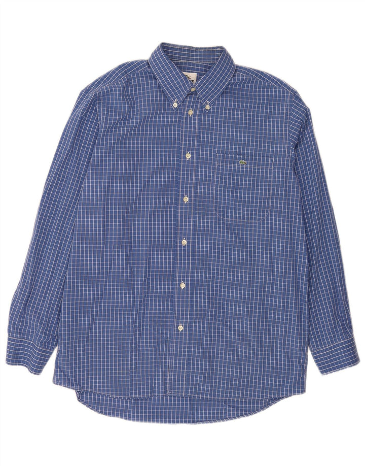 Lacoste Mens Shirt Size 40 Medium Blue Check Cotton