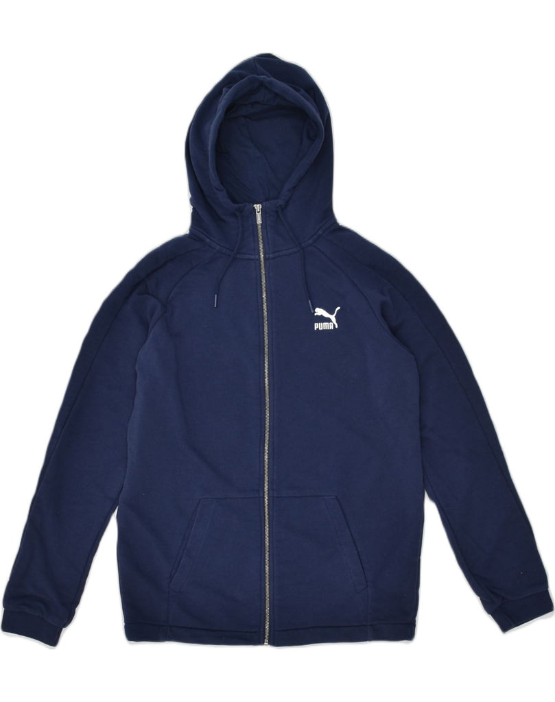 PUMA Mens Zip Hoodie Sweater Medium Navy Blue Cotton | Vintage Puma | Thrift | Second-Hand Puma | Used Clothing | Messina Hembry 