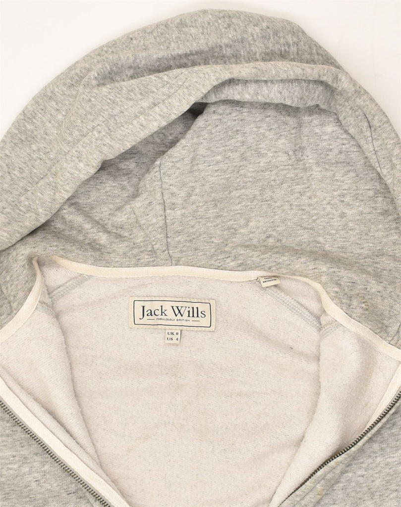 JACK WILLS Womens Zip Hoodie Sweater UK 8 Small Grey Cotton | Vintage Jack Wills | Thrift | Second-Hand Jack Wills | Used Clothing | Messina Hembry 