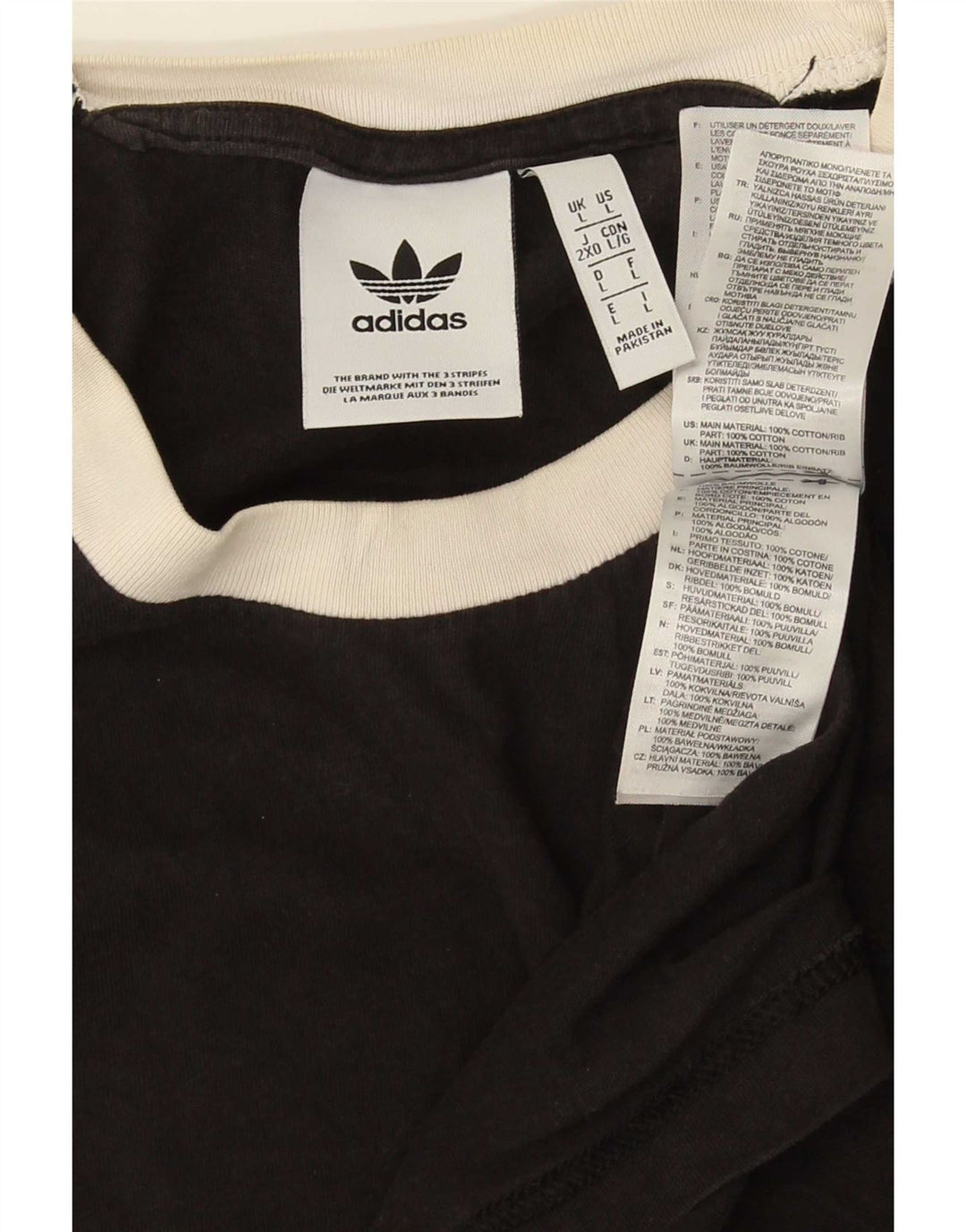 Adidas Mens T-Shirt Top Large Black Cotton