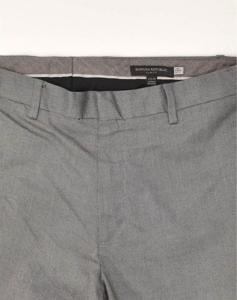 BANANA REPUBLIC Mens Slim Fit Casual Trousers W33 L30 Grey Cotton | Vintage Banana Republic | Thrift | Second-Hand Banana Republic | Used Clothing | Messina Hembry 