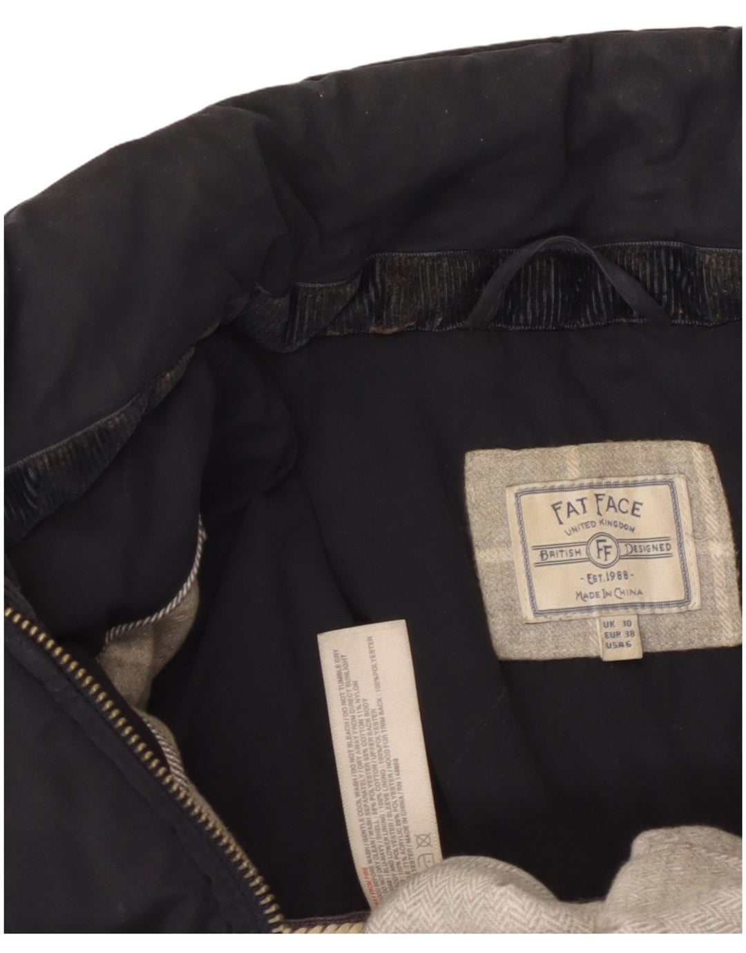 Fat Face Womens Padded Jacket UK 12 Medium Black Polyester