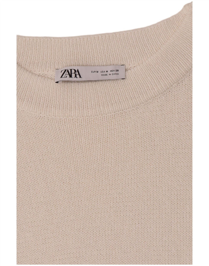 Zara Womens Boat Neck Jumper Sweater UK 14 Medium White