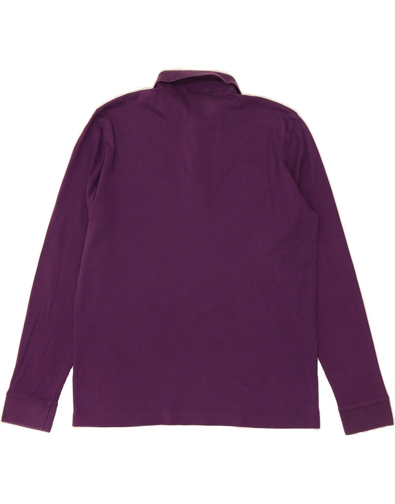HUGO BOSS Mens Long Sleeve Polo Shirt Medium Purple Cotton Vintage Hugo Boss and Second-Hand Hugo Boss from Messina Hembry 