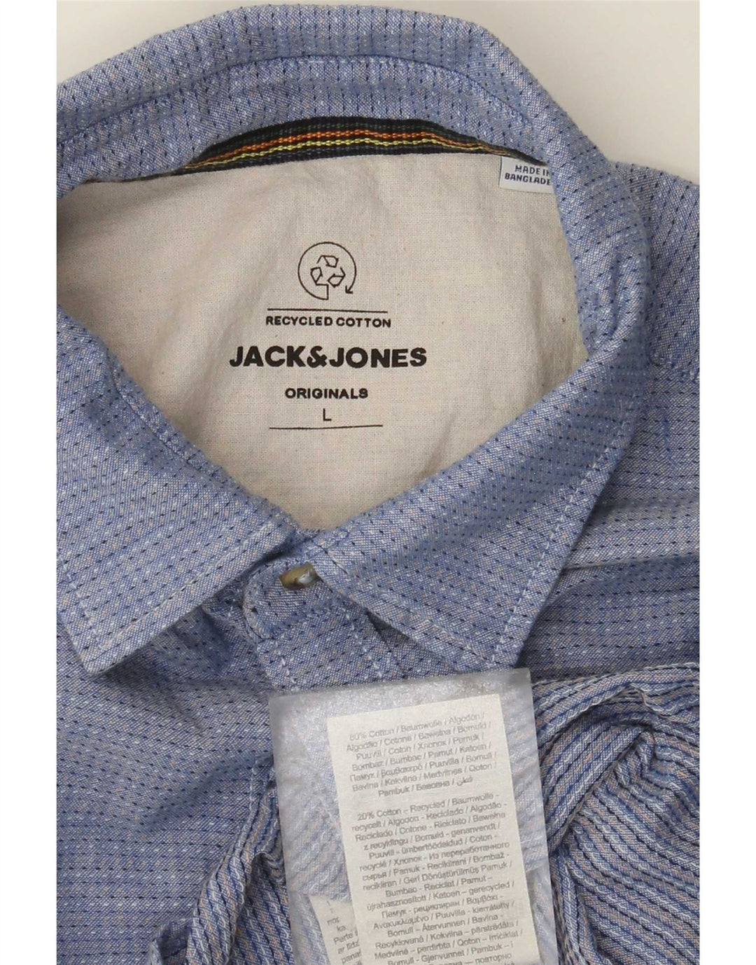 Jack & Jones Mens Shirt Large Blue Spotted Cotton