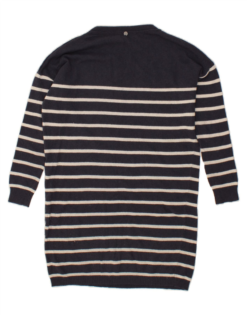 BENETTON Womens Long Sleeve Jumper Dress UK 6 XS Navy Blue Striped Wool Vintage Benetton and Second-Hand Benetton from Messina Hembry 