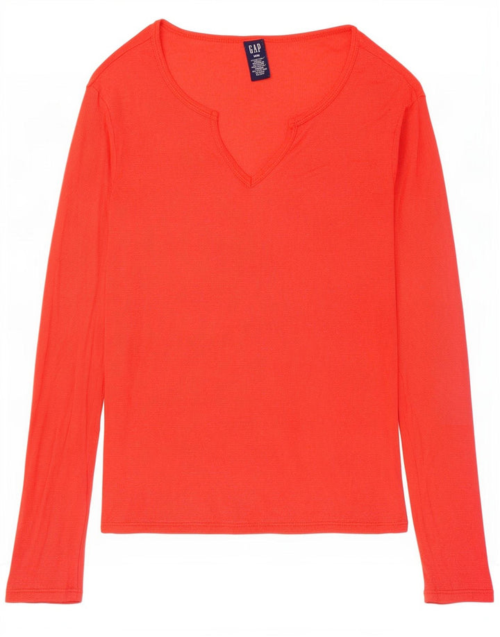 Gap Womens Top Long Sleeve UK 12 Medium Orange Cotton