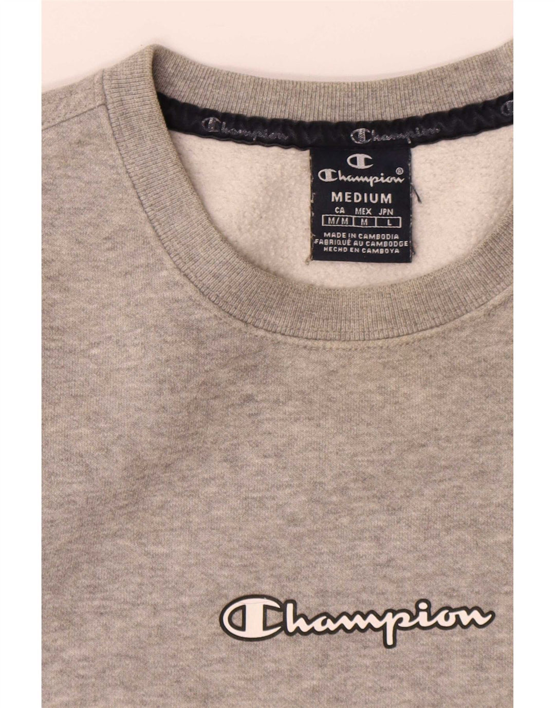 Champion Mens Graphic Sweatshirt Jumper Medium Grey Cotton