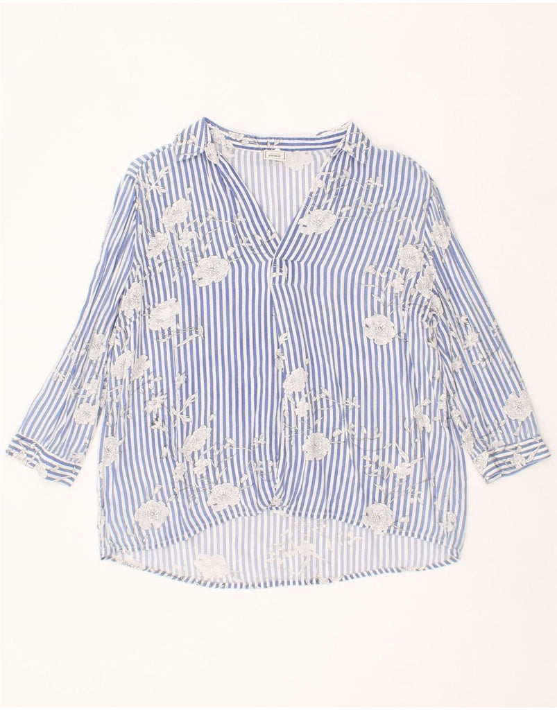 PIMKIE Womens Oversized 3/4 Sleeve Pullover Shirt UK 10 Small Blue Floral Vintage Pimkie and Second-Hand Pimkie from Messina Hembry 