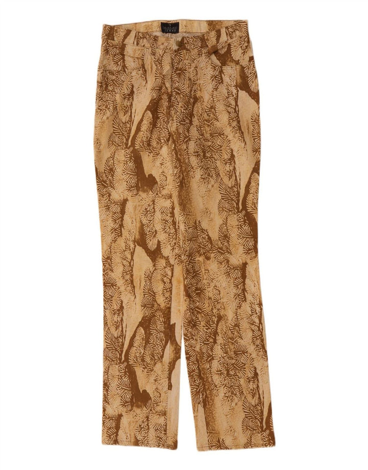 Trussardi Womens Abstract Pattern Straight Casual Trousers W32 L33 Beige