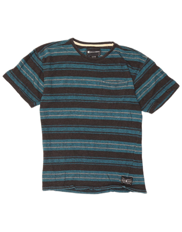 Billabong Mens T-Shirt Top Large Blue Striped Cotton