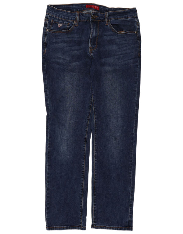 Guess Womens Straight Slim Jeans W30 L28 Blue Cotton