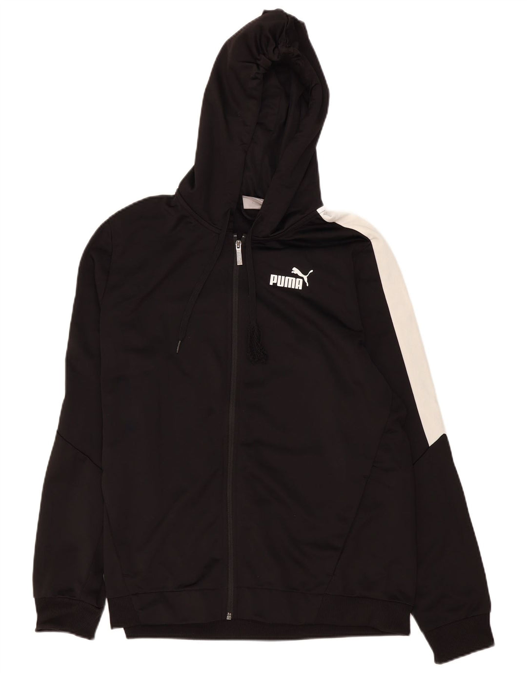 Puma Mens Zip Hoodie Sweater XL Black Colourblock Polyester
