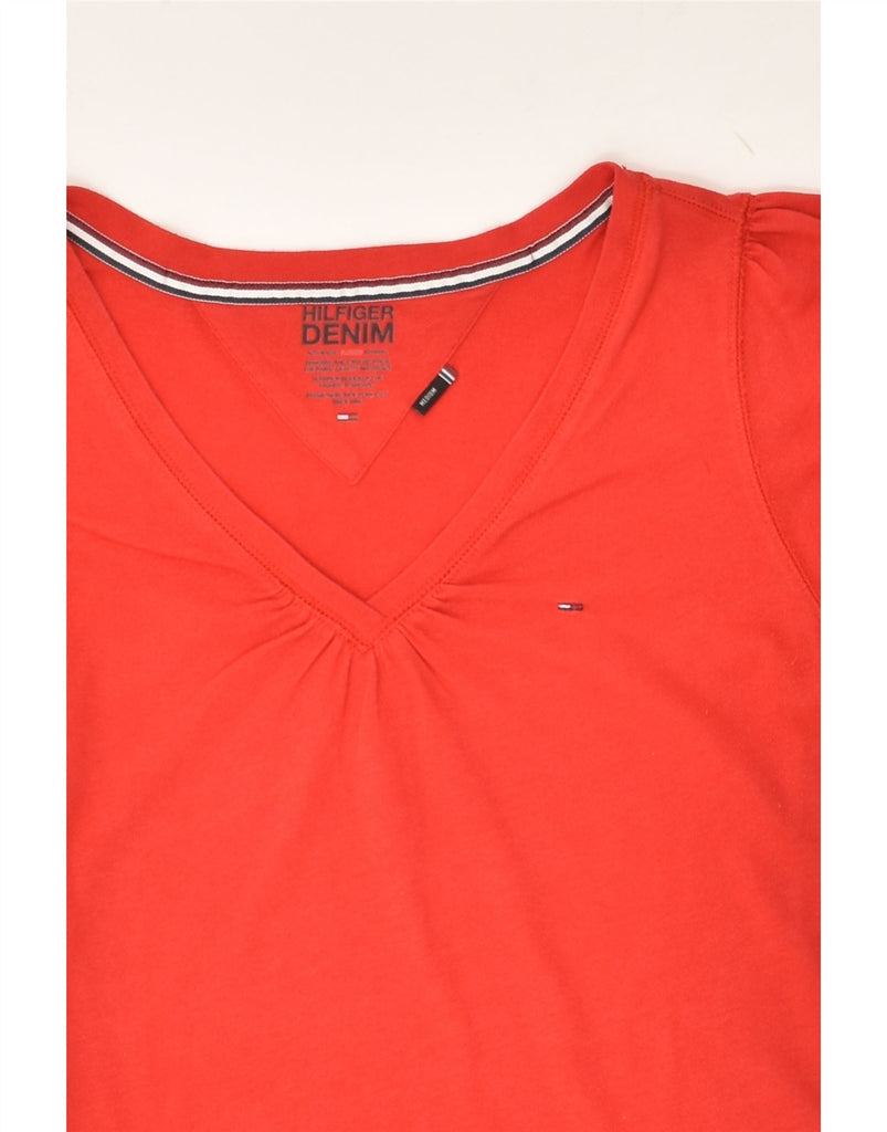 TOMMY HILFIGER Womens T-Shirt Top UK 12 Medium Red Cotton | Vintage Tommy Hilfiger | Thrift | Second-Hand Tommy Hilfiger | Used Clothing | Messina Hembry 